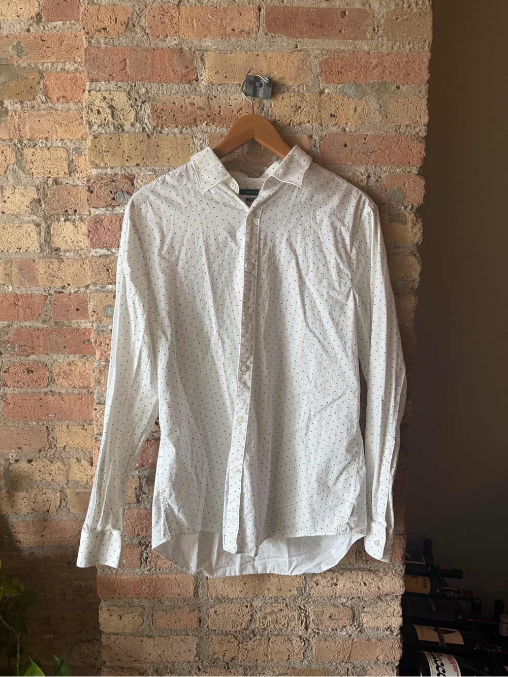 Perry Ellis Men's White Cotton Dress Shirt Large